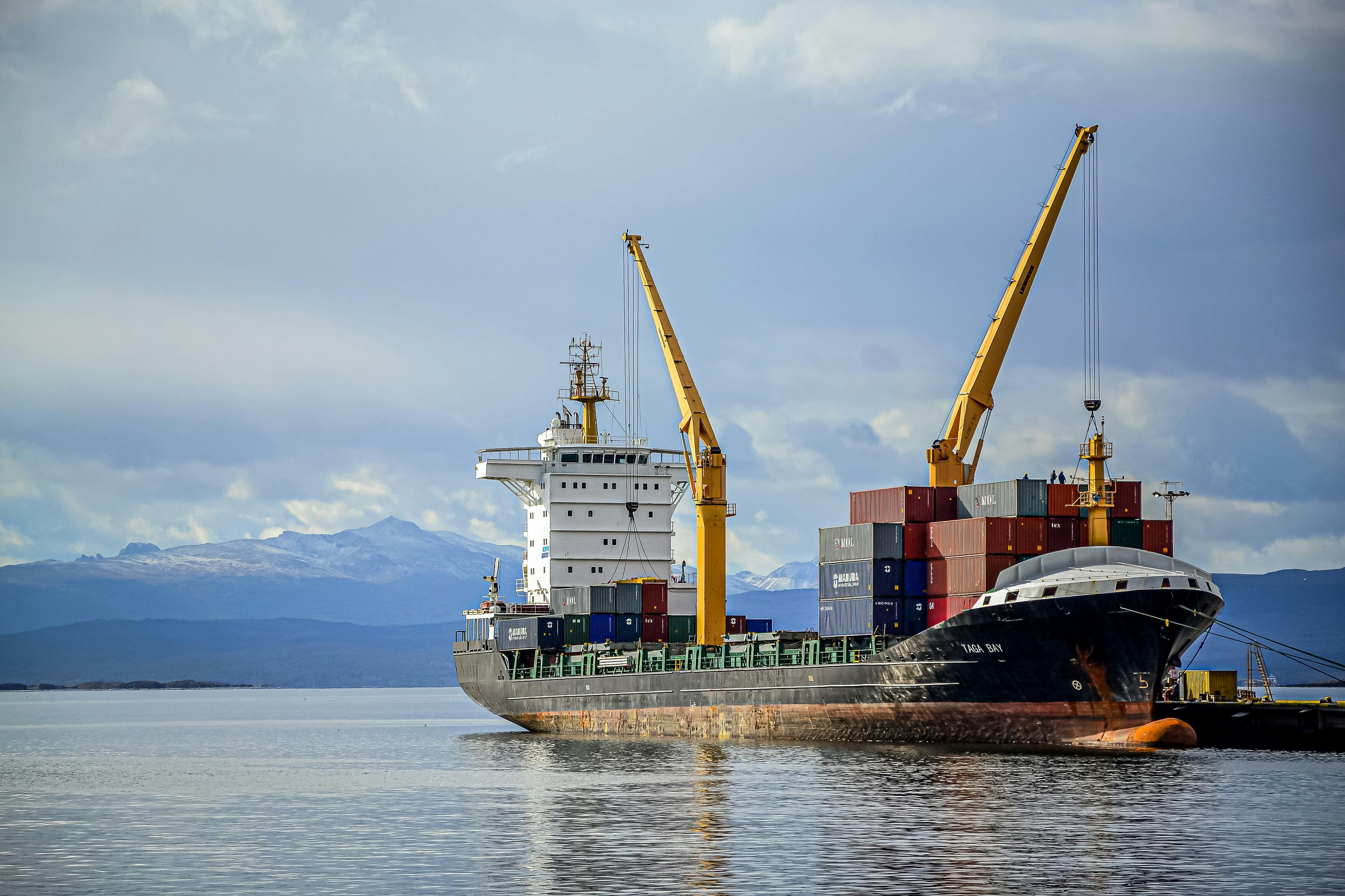 Cargo ships transporting commodities across global waters